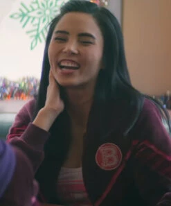 Let It Snow Kerry Hooded Bomber Jacket -Leather Jacket Store Anna Akana Let It Snow B Logo Hooded Purple Jacket