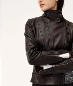 Arrow Season 08 Caity Lotz Leather Jacket -Leather Jacket Store Arrow Season 08 Caity Lotz Moto Leather Jacket