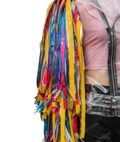 Birds Of Prey Harley Quinn Jacket -Leather Jacket Store Birds Of Prey Wings Caution Tape Jacket