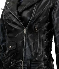 Womens Asymmetrical Black Motorcycle Jacket -Leather Jacket Store Black Leather Motorcycle Jacket