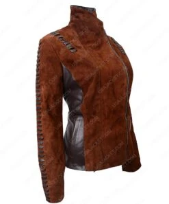 Womens Western Suede Biker Leather Jacket -Leather Jacket Store Brown Suede Biker Leather Jacket For Womens