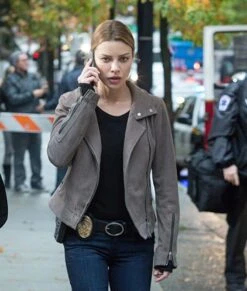 Lucifer Chloe Decker Grey Leather Jacket -Leather Jacket Store Chloe Decker Motorcycle Jacket