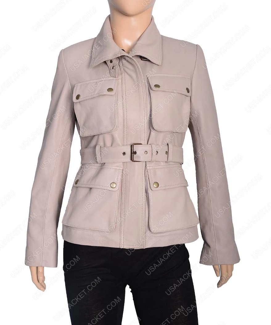 Womens Four Pocket Stone Leather Coat 1 Womens Four Pocket Stone Leather Coat