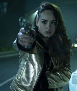 Curfew Faith Palladino Golden Jacket -Leather Jacket Store Curfew Rose Williams B3 Golden Jacket 1