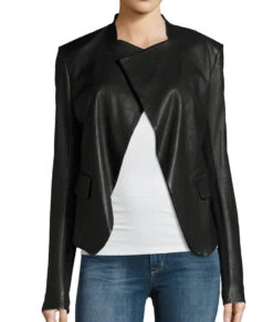 Dinah Drake Black Drape Leather Jacket