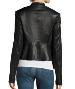 Dinah Drake Black Drape Leather Jacket -Leather Jacket Store Drape Leather Jacket