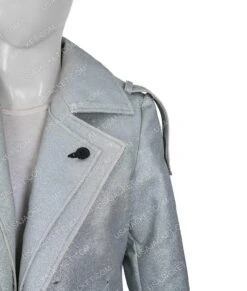 Dynasty S03 Fallon Carrington Silver Metallic Coat -Leather Jacket Store Dynasty S03 Fallon Carrington Silver Metallic Trench Coat