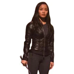 F9 Elle Black Leather Jacket