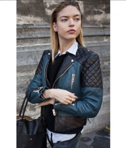Fashion Model Martha Hunt Street Style Leather Jacket