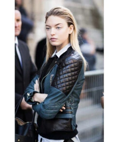 Fashion Model Martha Hunt Street Style Leather Jacket -Leather Jacket Store Fashion Model Martha Hunt Street Style Quilted Leather Jacket