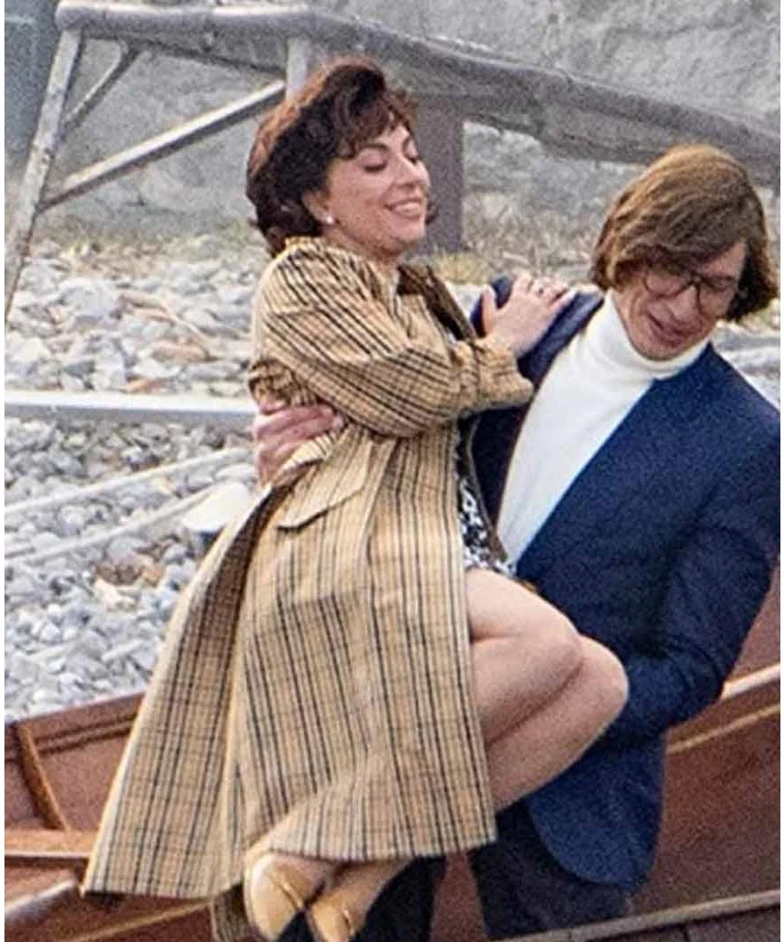 House Of Gucci Lady Gaga Checkered Coat 2 House Of Gucci Lady Gaga Checkered Coat - Image 2