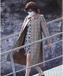 House Of Gucci Lady Gaga Checkered Coat