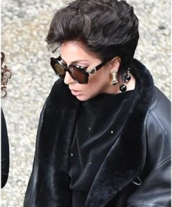 House Of Gucci Lady Gaga Black Coat -Leather Jacket Store House Of Gucci Lady Gaga Leather Coat