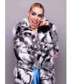 I Hate Suzie Billie Piper Black & White Fur Coat
