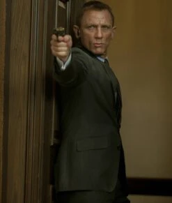 James Bond Skyfall Charcoal Grey Suit -Leather Jacket Store James Bond Skyfall Charcoal Grey Suit