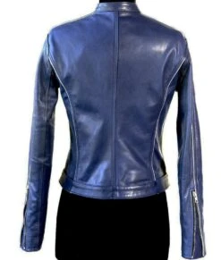 Once Upon A Time Emma Swan Blue Jacket -Leather Jacket Store Jennifer Morrison Blue Leather Jacket
