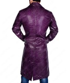 Jared Leto Joker Suicide Squad Coat -Leather Jacket Store Joker Suicide Squad Purple Crocodile Leather Coat
