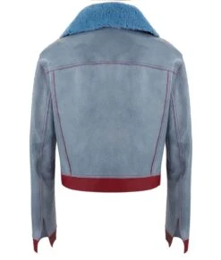 Leather Jacket Store -Leather Jacket Store Life For Sara Yang Blue Leather Jacket With Shearling Collar