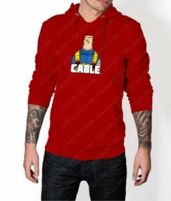 DP2 Cable Hoodie -Leather Jacket Store Mens DP2 Cable Red Hoodie