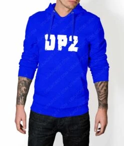 DP2 Logo Hoodie -Leather Jacket Store Mens DP2 Logo Blue Hoodie