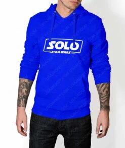 Solo A Star Wars Story Logo Hoodie -Leather Jacket Store Mens Solo A Star Wars Story Logo Blue Hoodie