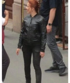 Black Widow 2021 Bomber Jacket -Leather Jacket Store Natasha Romanoff Black Widow 2021 Bomber Jacket