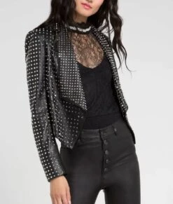 RHOBH Kyle Richards Studded Leather Jacket -Leather Jacket Store RHOBH Kyle Richards Studded Black Leather jacket