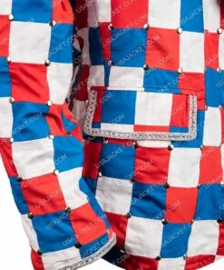 Rocketman Elton John Checked Blazer -Leather Jacket Store Rocketman Taron Egerton Checked Colorful Blazer