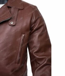 Captain America WW2 Brown Jacket -Leather Jacket Store Steve Rogers Captain America The First Avenger Brown Motorcycle Leather Jacket