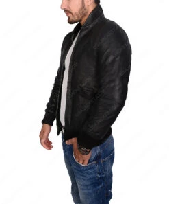 Rocky Balboa Tiger Bomber Leather Jacket -Leather Jacket Store Sylvester Stallone Rocky 2 Rocky Balboa Black Leather Jacket