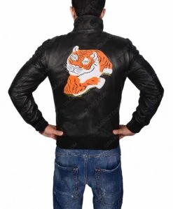 Rocky Balboa Tiger Bomber Leather Jacket -Leather Jacket Store Sylvester Stallone Rocky 2 Tiger Black Leather Jacket