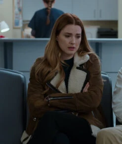 Virgin River Melinda Monroe Jacket -Leather Jacket Store Virgin River Alexandra Breckenridge Brown Shearling Jacket