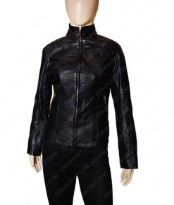 Womens Black Mandarin Collar Jacket