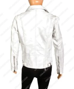 Womens White Quilted Motorcycle Jacket -Leather Jacket Store Women White Faux Motorcycle Jacket