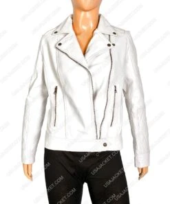 Womens White Quilted Motorcycle Jacket