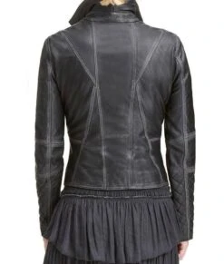 Womens Black Quilted Motorcycle Jacket -Leather Jacket Store Womens Black Leather Quilted Motorcycle Jacket