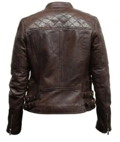 Womens Dark Brown Classic Motorcycle Leather Jacket -Leather Jacket Store Womens Classic Dark Brown Moto Leather Jacket