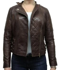 Womens Dark Brown Classic Motorcycle Leather Jacket -Leather Jacket Store Womens Classic Style Dark Brown Motorcycle Leather Jacket