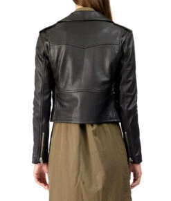 Womens Cropped Biker Leather Jacket -Leather Jacket Store Womens Cropped Black Leather Biker Jacket