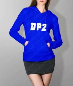 DP2 Logo Hoodie -Leather Jacket Store Womens DP2 Logo Blue Hoodie
