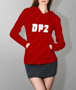 DP2 Logo Hoodie -Leather Jacket Store Womens DP2 Logo Red Hoodie