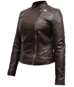Womens Dark Brown Classic Motorcycle Leather Jacket -Leather Jacket Store Womens Dark Brown Classic Motorcycle Leather Jacket