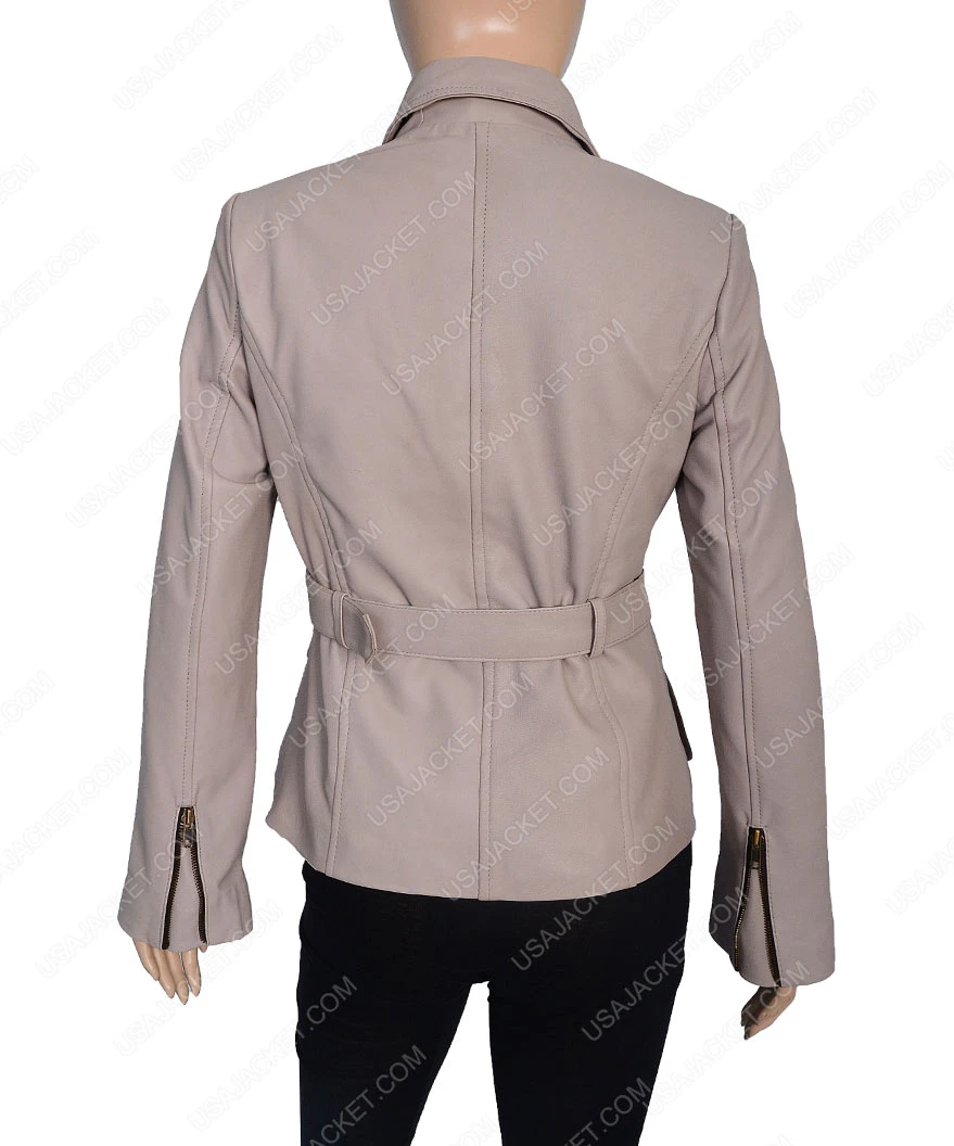 Womens Four Pocket Stone Leather Coat 4 Womens Four Pocket Stone Leather Coat - Image 4