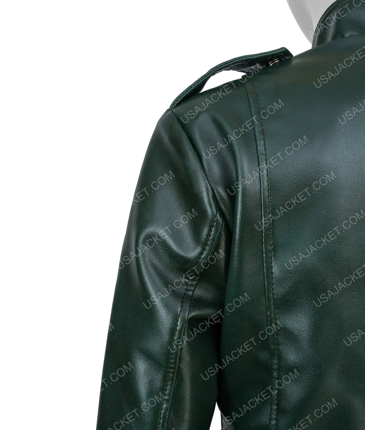 Women’s Green Faux Leather Moto Jacket 5 Women’s Green Faux Leather Moto Jacket - Image 5