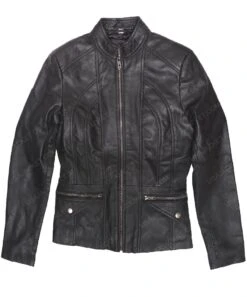 Womens Lambskin Black Scuba Jacket