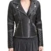 Womens Black Quilted Motorcycle Jacket